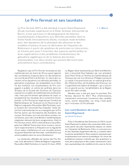 Prix Fermat 2015 , L. Miclo