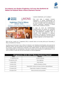Programme 2016-201 - Université de Mons