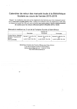 calendrier retour des manuels scolaires fin 2016