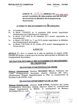 Nomination des délégués départementaux.