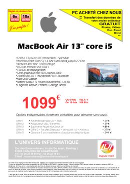 Apple MacBook Air 13.3 Pouces 1099 TTC