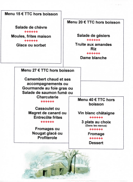 menus - Auberge sire de cabaret