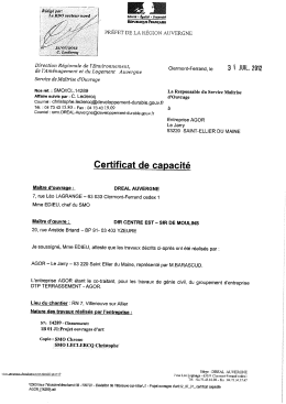 Certificat de capacit&eacute; - Entreprise de travaux publics