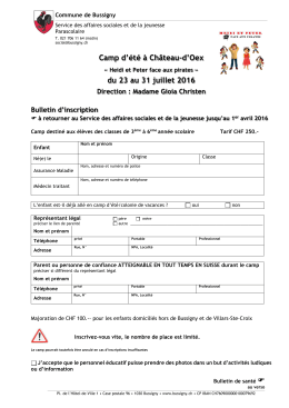 Camp d`été à Château-d`Oex du 23 au 31 juillet 2016