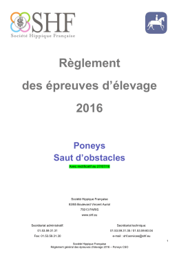 Règlement Poney de Saut d`obstacles 2016
