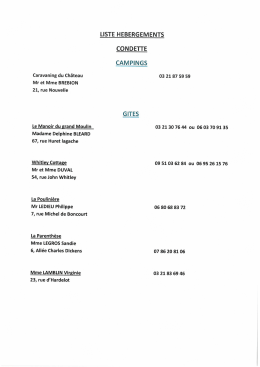 Liste des hebergements et restaurentsjuillet 2016 Poids