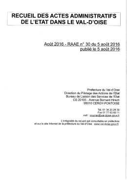 RAA n° 30 du 5 août 2016 - Les services de l`État dans le Val