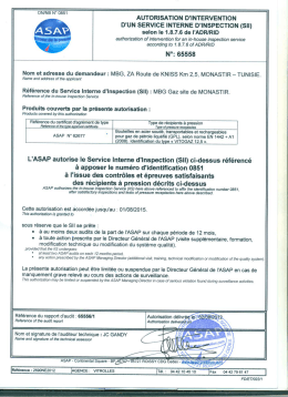 AUTORISATION D`INTERVENTION D`UN SERVICE INTERNE D