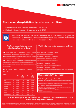 Restriction d`exploitation ligne Lausanne - Bern. - Online