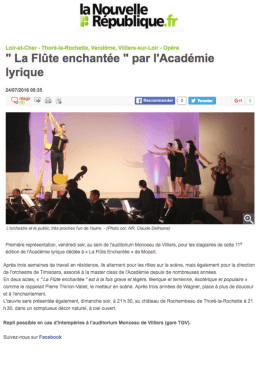 "La fl&ucirc;te enchant&eacute;e" par l`Acad&eacute;mie Lyrique