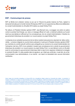 EDF - Communiqué de presse