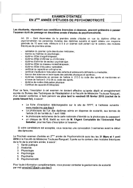 EN 2"me ANNÉE D`ÉTUDES DE PSYCHOMOTRICITE