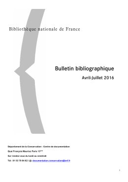 Parution du Bulletin bibliographique de la conservation, 2 e