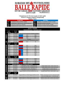 Horaire – Schedule - 2016 U14 Eastern Canadian Softball