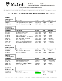 FULL-SUMMER SESSION 2016 FINAL EXAMINATION SCHEDULE