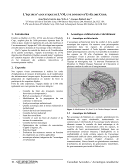 1. Introduction 2. Expertise 3. Acoustique architecturale et du bâtiment