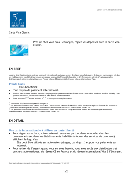 Carte Visa Classic - Crédit Maritime Bretagne