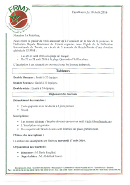 Circulaire Beachtennis Tanger et Al hoceima