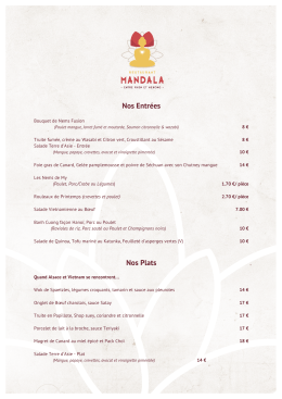 Télécharger le menu - Restaurant Mandala Strasbourg