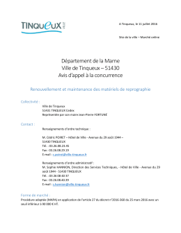 Département de la Marne Ville de Tinqueux – 51430 Avis d`appel à