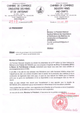 Lettre de Parrainage CHAMBRE DE COMMERCE DU