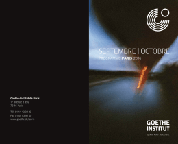 Hanns Zischler Programme de septembre à octobre - Goethe