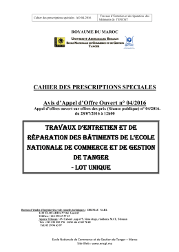 Appel d`Offres 27/2015 - Ecole Nationale de Commerce et de