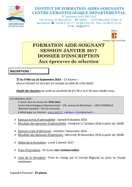 FORMATION AIDE-SOIGNANT SESSION JANVIER 2017 DOSSIER