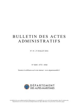 Bulletin des actes administratifs n°19 - 27 juillet 2016