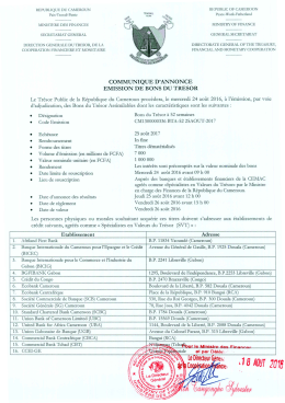 Communiqué d`annonce de l`émission des Bons du Trésor