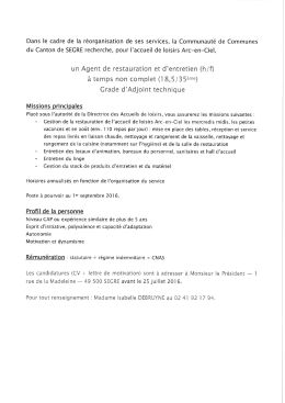 Page 1 Dans le cadre de la r&eacute;organisation de ses services, la
