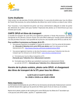 8- Carte étudiante_Carte OPUS - Commission scolaire de Laval