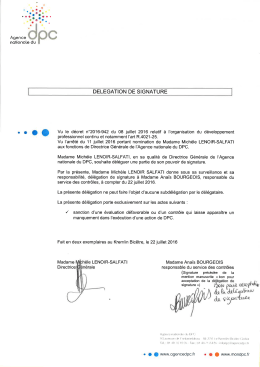 Page 1 : =#ee nationale du DELEGATION DE SIGNATURE ] Vu le