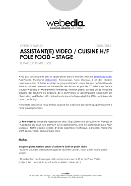 assistant(e) video / cuisine h/f pole food – stage