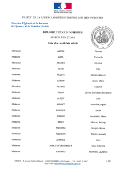 Liste des candidats admis au DEI session juillet 2016