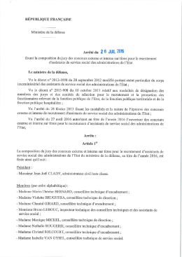 Page 1 RÉPUBLIQUE FRANÇAISE Ministère de la défense Arrêté