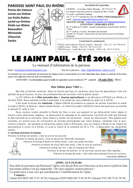 Feuille du mois de Mai - Paroisse Saint Paul du Rhône