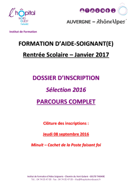 Dossier d`inscription 2016 - Parcours complet - L`Hopital Nord