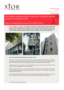 Xior Student Housing conclut un accord sur l`acquisition de 108