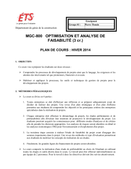 MGC-800 OPTIMISATION ET ANALYSE DE FAISABILITÉ (3 cr.)
