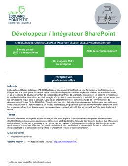 Développeur / Intégrateur SharePoint - Cégep Édouard