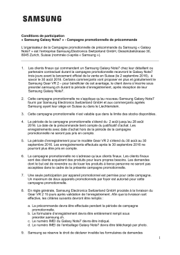 Conditions de participation « Samsung Galaxy Note7 »