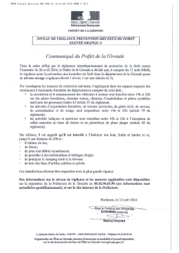 Communiqué du Préfet - Commune Le Pian