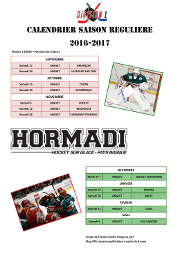 Calendrier domicile HORMADI 2016-2017