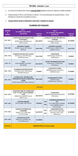 PLANNING DES PASSAGES