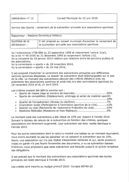 Subvention aux associations sportives