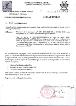 avis au public n°249 - Embassy of Madagascar in Japan