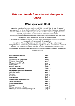Liste des DU et DIU aout 2016 - Conseil national de l`Ordre des