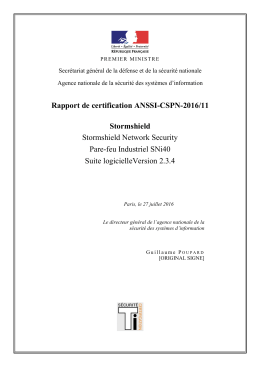 Rapport de certification - Agence nationale de la sécurité des