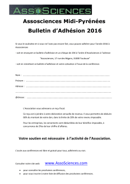 Bulletin d`Adhésion - Prochaine Conférence
